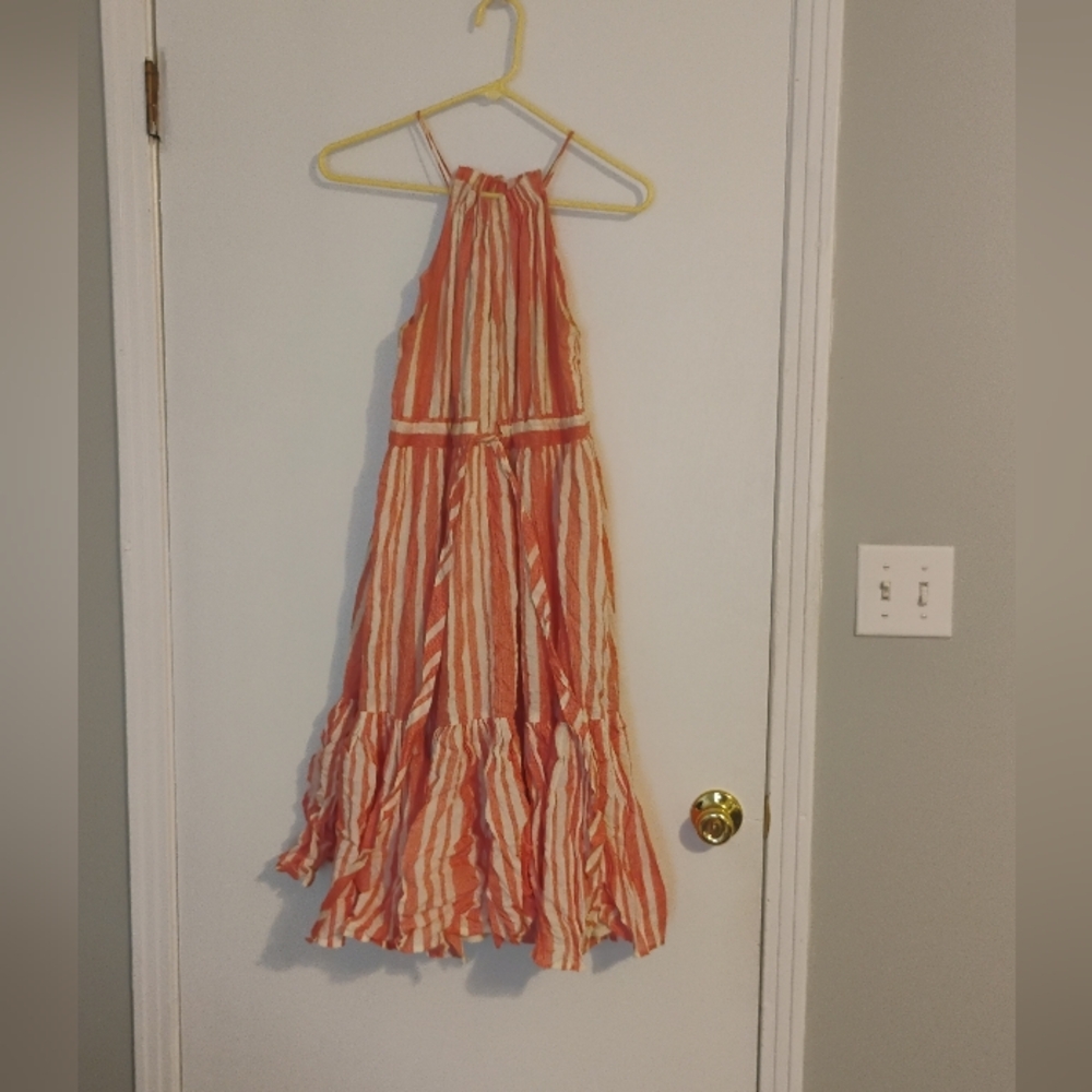 Eva Franco Anthropologie Niki Striped Red And White Keyhole Dress Sz M